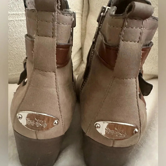 Coach Pauline Ankle Boots Gray Nubuck Leather Side Zip Women's Size 8 B - Picture 3 of 8